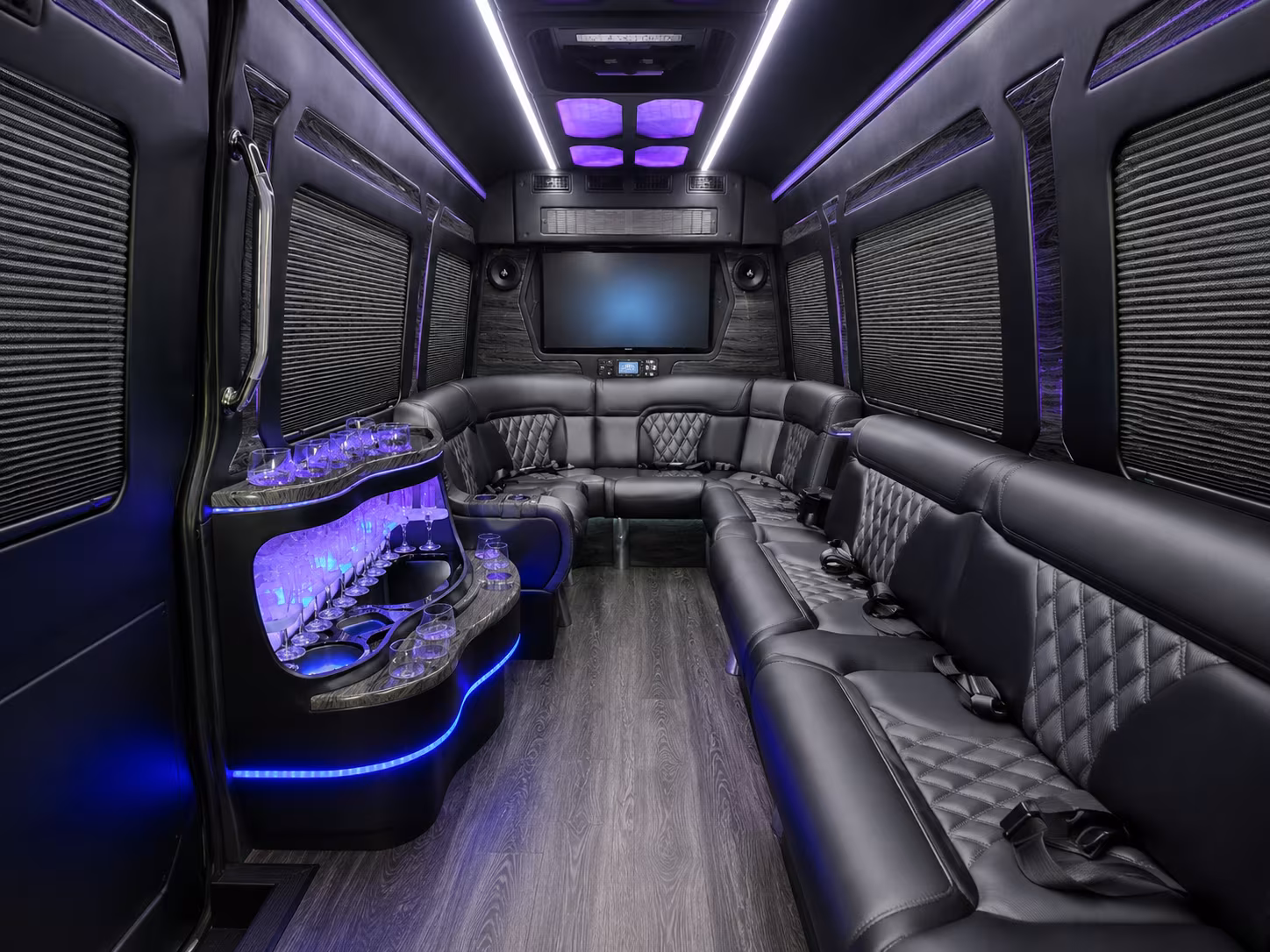 las vegas 40 passenger party bus inside